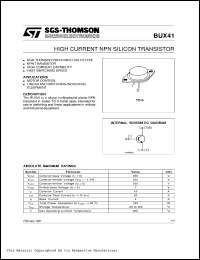 datasheet for BUX41 by SGS-Thomson Microelectronics