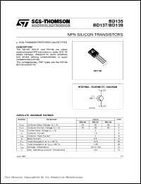 datasheet for BD137 by SGS-Thomson Microelectronics
