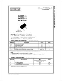 datasheet for BC807-25 by Fairchild Semiconductor