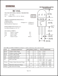 datasheet for BC184L by Fairchild Semiconductor