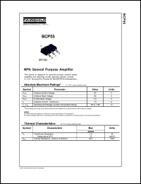 datasheet for BCP55 by Fairchild Semiconductor