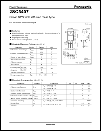 datasheet for 2SC5407 by Panasonic - Semiconductor Company of Matsushita Electronics Corporation