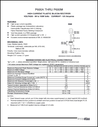 datasheet for P600A by 