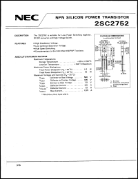 datasheet for 2SC2752 by NEC Electronics Inc.