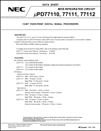 datasheet for uPD77111GK-xxx-9EU by NEC Electronics Inc.