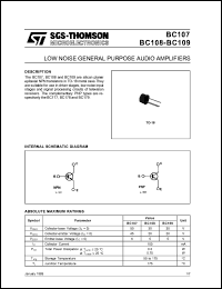 datasheet for BC108A by SGS-Thomson Microelectronics