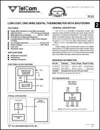 datasheet for TC12NVCT by TelCom Semiconductor Inc.