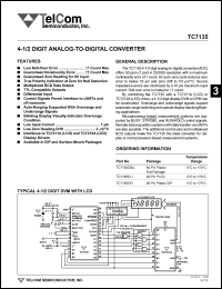 datasheet for TC7135CBU by TelCom Semiconductor Inc.