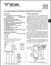 datasheet for TC7116RCKW by TelCom Semiconductor Inc.