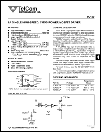 datasheet for TC429CPA by TelCom Semiconductor Inc.