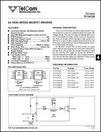 datasheet for TC1412CPA by TelCom Semiconductor Inc.