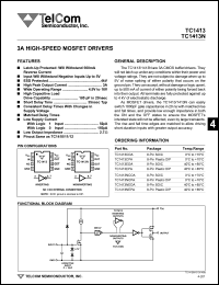 datasheet for TC1413CPA by TelCom Semiconductor Inc.