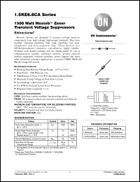 datasheet for 1.5KE7.5CA by ON Semiconductor