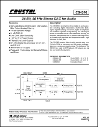 datasheet for CS4340-KS by Cirrus Logic