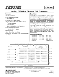 datasheet for CS4360-KZ by Cirrus Logic