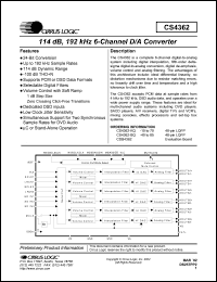 datasheet for CS4362-KQ by Cirrus Logic