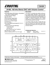 datasheet for CS4391-KZ by Cirrus Logic