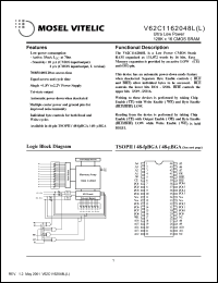 datasheet for V62C1162048L-70T by Mosel Vitelic