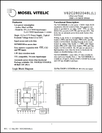 datasheet for V62C2802048L-55T by Mosel Vitelic