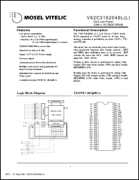 datasheet for V62C3162048LL-35T by Mosel Vitelic