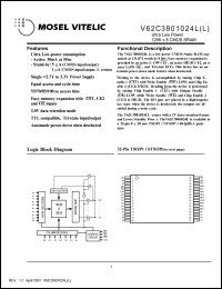 datasheet for V62C3801024L-55T by Mosel Vitelic
