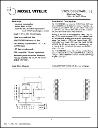 datasheet for V62C3802048L-35V by Mosel Vitelic