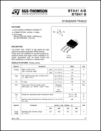 datasheet for BTA41-800A by SGS-Thomson Microelectronics