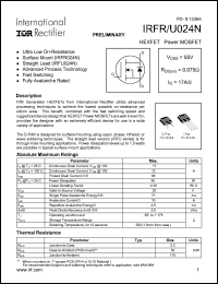 datasheet for IRFU024N by International Rectifier