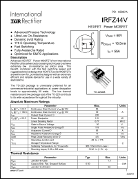 datasheet for IRFZ44V by International Rectifier