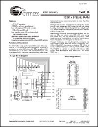 datasheet for CY62128LL-70ZC by Cypress Semiconductor