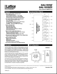 datasheet for GAL16V8Z-15QJ by Lattice Semiconductor Corporation
