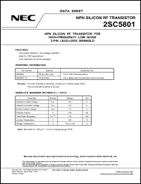 datasheet for 2SC5801-T3 by NEC Electronics Inc.