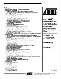 datasheet for ATmega128-16AC by ATMEL Corporation
