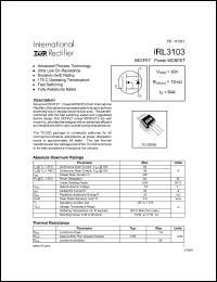 datasheet for IRL3103 by International Rectifier