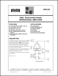 datasheet for OPA128JM by Burr-Brown Corporation