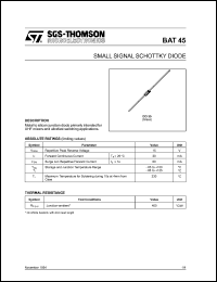 datasheet for BAT45 by SGS-Thomson Microelectronics