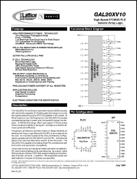 datasheet for GAL20XV10B-20LP by Lattice Semiconductor Corporation
