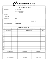 datasheet for GNR25D122K by 