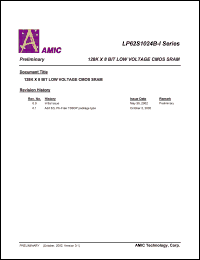 datasheet for LP62S1024BM-55LLI by 