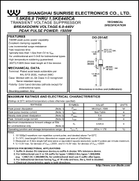 datasheet for 1.5KE9.1 by 