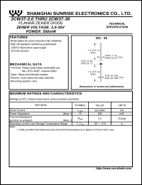 datasheet for 2CW37-2.0B by 