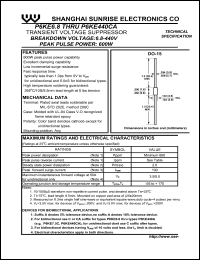 datasheet for P6KE180 by 