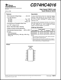 datasheet for CD74HC4016E by Texas Instruments