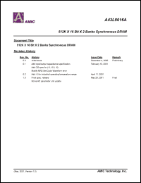 datasheet for A43L0616AV-6 by 