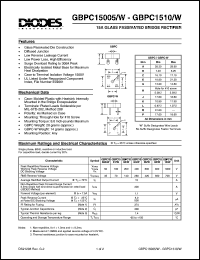 datasheet for GBPC1506/W by 