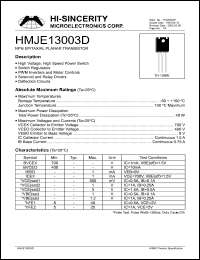 datasheet for HMJE13003D by 