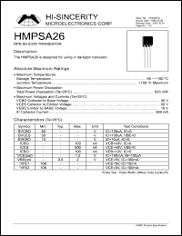 datasheet for HMPSA26 by 