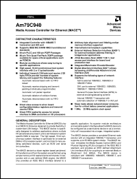 datasheet for AM79C940KCW by AMD (Advanced Micro Devices)