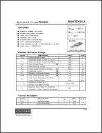 datasheet for SSS70N10A by Fairchild Semiconductor