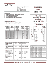 datasheet for MBR1530 by 